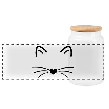 Katzen Geschenk Katzenkopf - Panorama Keksdose mit Holzdeckel - Weiß - Vorne