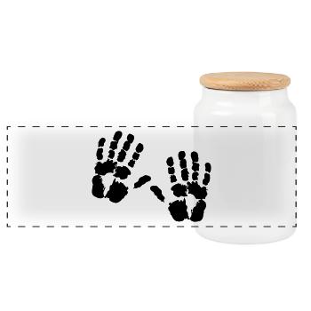 Main handprint - Boîte à biscuits avec couvercle en bois - blanc - Devant