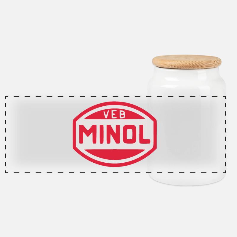 VEB Minol - Panorama Keksdose mit Holzdeckel - Weiß