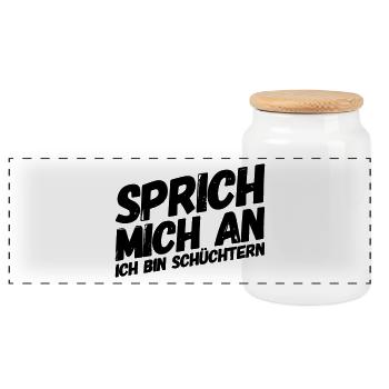 Flirt Spruch - Panorama Keksdose mit Holzdeckel - Weiß - Vorne