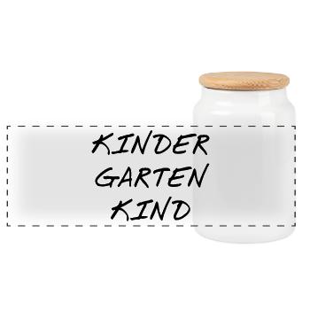 kindergarten child - Panoramic Cookie Jar with Wooden Lid - white - Front