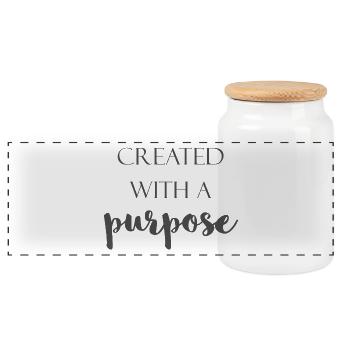 Created with a purpose - Panorama Keksdose mit Holzdeckel - Weiß - Vorne