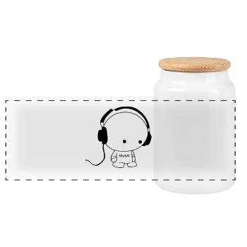 Music Men - Panoramic Cookie Jar with Wooden Lid - white - Front