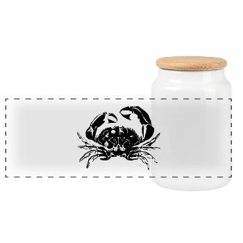 Cancer Crabs Retro Design - Panoramic Cookie Jar with Wooden Lid - white - Front