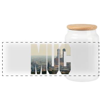 MUC panorama - Panoramic Cookie Jar with Wooden Lid - white - Front