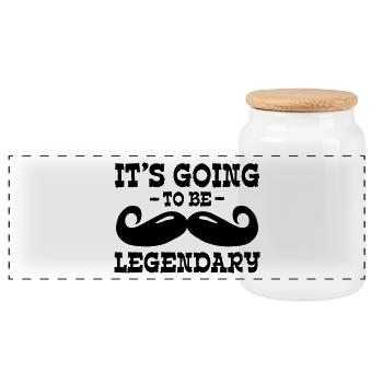 it's going to be legendary / moustache - Panorama Keksdose mit Holzdeckel - Weiß - Vorne