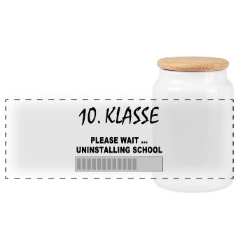 10. Klasse Abschluss Schule Lustiges Geschenk - Panorama Keksdose mit Holzdeckel - Weiß - Vorne