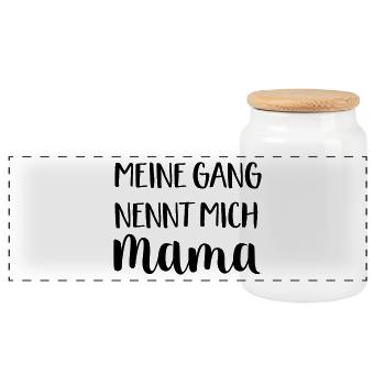 Mama - Panorama Keksdose mit Holzdeckel - Weiß - Vorne