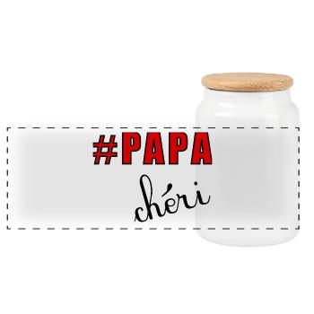 BONNE FÊTE PAPA. PAPA. FÊTE DES PÈRES. BONNE FÊTE - Boîte à biscuits avec couvercle en bois - blanc - Devant