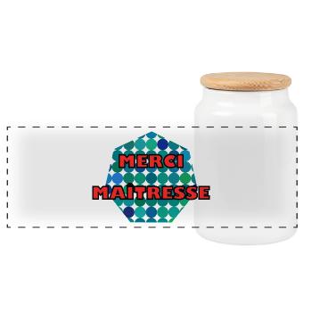 MERCI. MERCI MAÎTRESSE. CADEAU MAÎTRESSE. VACANCES - Boîte à biscuits avec couvercle en bois - blanc - Devant