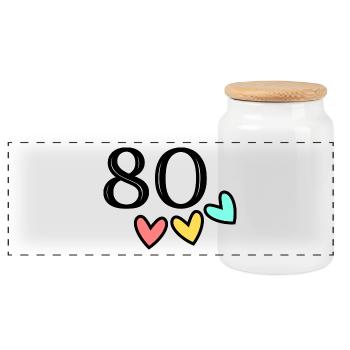 80 YEARS. 80th ANNIVERSARY. ANNIVERSARY 80 YEARS. Year - Panoramic Cookie Jar with Wooden Lid - white - Front