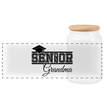Senior 2023 Oma Stolze Oma von Graduate - Panorama Keksdose mit Holzdeckel - Weiß - Vorne
