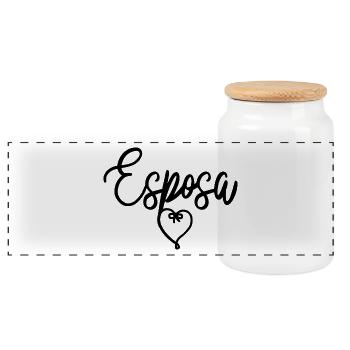 Esposa Cute Wife To Be Bride Couple Wedding Gift - Panoramic Cookie Jar with Wooden Lid - white - Front