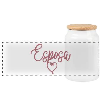 Esposa Cute Wife To Be Bride Couple Wedding Gift - Panoramic Cookie Jar with Wooden Lid - white - Front