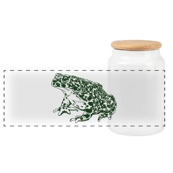 Toad Frog Graphic Aquatic Amphibian Frog Lovers - Panoramic Cookie Jar with Wooden Lid - white - Front