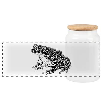 Toad Frog Graphic Aquatic Amphibian Frog Lovers - Panoramic Cookie Jar with Wooden Lid - white - Front