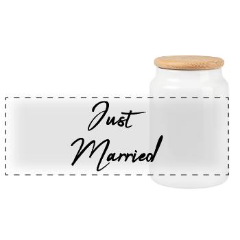 COUPLE. JUST MARRIED. bachelorette party. SAINT VALENTINE. MARIES - Panoramic Cookie Jar with Wooden Lid - white - Front