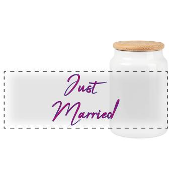 JUST MARRIED. EVJF. SAINT VALENTIN - Boîte à biscuits avec couvercle en bois - blanc - Devant