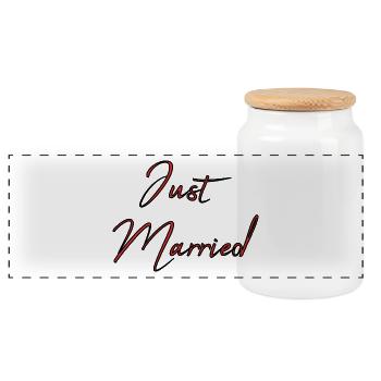 COUPLE. JUST MARRIED. bachelorette party. SAINT VALENTINE. MARIES - Panoramic Cookie Jar with Wooden Lid - white - Front