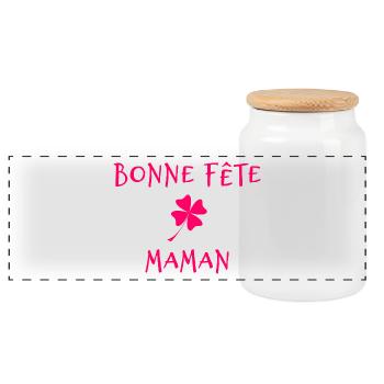 MAMAN. FÊTE DES MÈRES. BONNE FÊTE MAMAN. FÊTE - Boîte à biscuits avec couvercle en bois - blanc - Devant