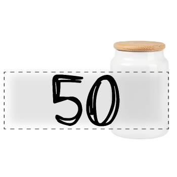 50. 50 ANS. 50e ANNIVERSAIRE. ANNIVERSAIRE 50 ANS. - Boîte à biscuits avec couvercle en bois - blanc - Devant