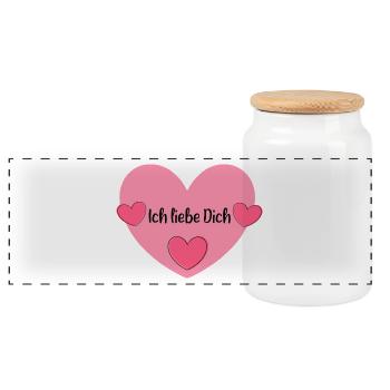 Valentinstag, Valentinstag, Valentinstag - Panorama Keksdose mit Holzdeckel - Weiß - Vorne