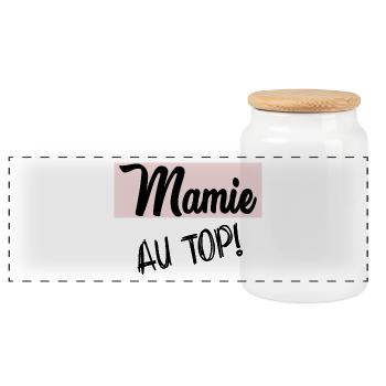 GRANNY. MOM. GRANDMA. MOTHER'S DAY - Panoramic Cookie Jar with Wooden Lid - white - Front