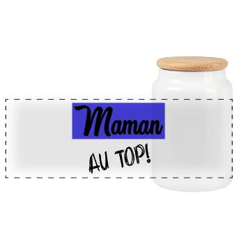 MAMAN. FÊTE DES MÈRES - Boîte à biscuits avec couvercle en bois - blanc - Devant