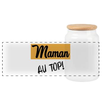 MAMAN. FÊTE DES MÈRES - Boîte à biscuits avec couvercle en bois - blanc - Devant