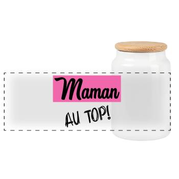 HAPPY MOTHER'S DAY. MOM. MOTHER'S DAY - Panoramic Cookie Jar with Wooden Lid - white - Front