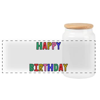 JOYEUX ANNIVERSAIRE. HAPPY BIRTHDAY. ANNIVERSAIRE. - Boîte à biscuits avec couvercle en bois - blanc - Devant