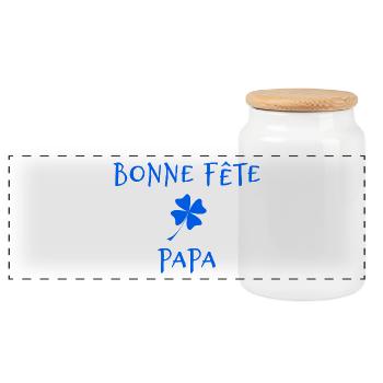 PAPA. VATERTAG. FROHER VATERTAG. ALLES GUTE ZUM GEBURTSTAG. - Panorama Keksdose mit Holzdeckel - Weiß - Vorne
