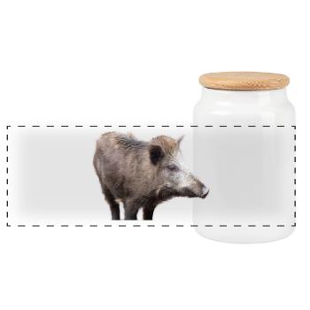 Wild boar Wild boar Pig Sow Pigs - Panoramic Cookie Jar with Wooden Lid - white - Front