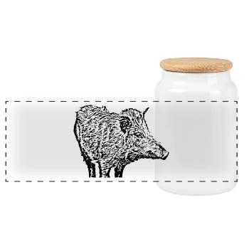 Sanglier Sanglier Porc Truie Cochon - Boîte à biscuits avec couvercle en bois - blanc - Devant