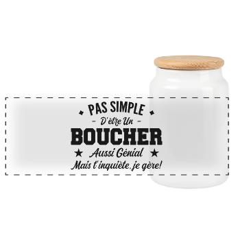 Awesome Butcher Man Gift - Panoramic Cookie Jar with Wooden Lid - white - Front