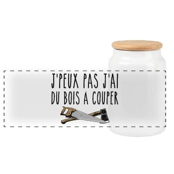 J’peux pas j’ai du bois à couper - Boîte à biscuits avec couvercle en bois - blanc - Devant