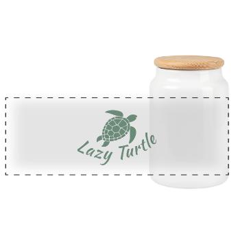 Lazy Turtle Ocean Beach Hawaii Chill Sea Life - Panoramic Cookie Jar with Wooden Lid - white - Front