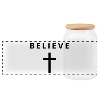 Glaube an den minimalistischen Glauben an Jesus, e - Panorama Keksdose mit Holzdeckel - Weiß - Vorne