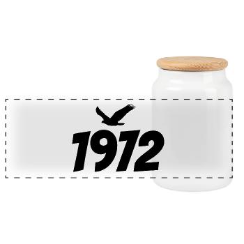 1972 Vintage Jahrgang Adler Grafik - Panorama Keksdose mit Holzdeckel - Weiß - Vorne