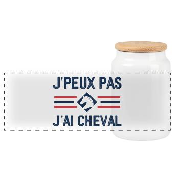 J'peux Pas J'ai Cheval - Boîte à biscuits avec couvercle en bois - blanc - Devant