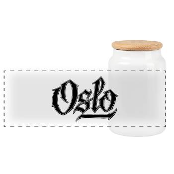 Urban Graffiti Style Schriftzug Oslo  - Panorama Keksdose mit Holzdeckel - Weiß - Vorne