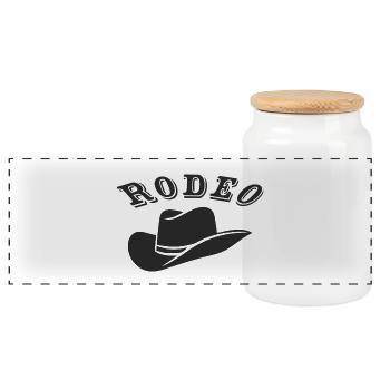 Rodeo Western Cowboy Hut - Panorama Keksdose mit Holzdeckel - Weiß - Vorne