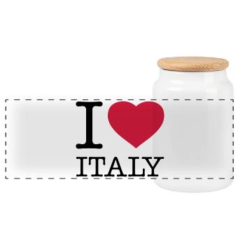 I LOVE ITALY Italien - Panorama Keksdose mit Holzdeckel - Weiß - Vorne