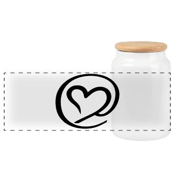 at_symbol - Panoramic Cookie Jar with Wooden Lid - white - Front