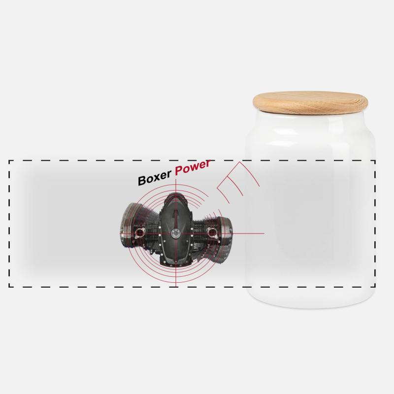 Boxer Power - Panorama Keksdose mit Holzdeckel - Weiß