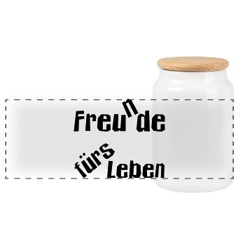 Freu(n)de fürs Leben - Panorama Keksdose mit Holzdeckel - Weiß - Vorne