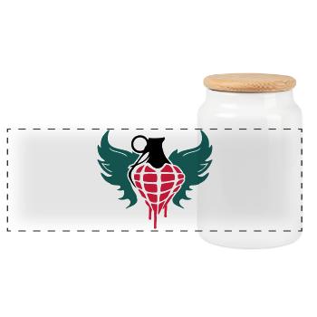 Grenade heart with wings - Panoramic Cookie Jar with Wooden Lid - white - Front