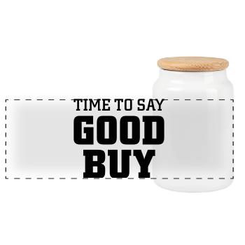 Time to say good buy - Panorama Keksdose mit Holzdeckel - Weiß - Vorne