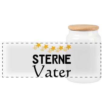 Sterne Vater Vatertag Familie Sprüche Geschenk - Panorama Keksdose mit Holzdeckel - Weiß - Vorne