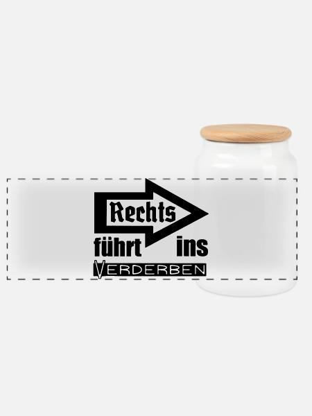 Rechts führt ins Verderben Geschenk - Panorama Keksdose mit Holzdeckel - Weiß